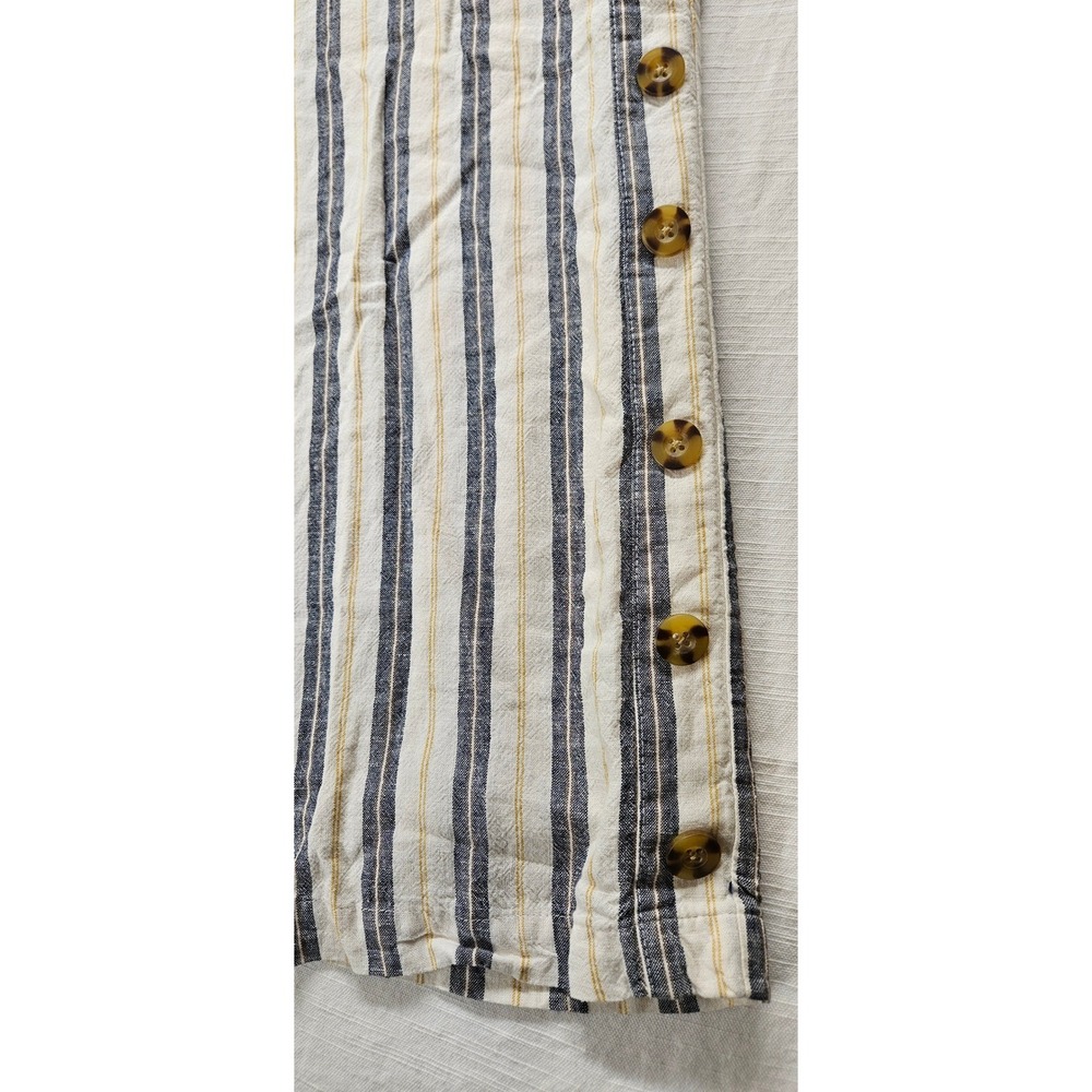 Cato Womens Striped Wide Leg Crop Pants Blue Yellow Elastic Waist Size M - Picture 7 of 8